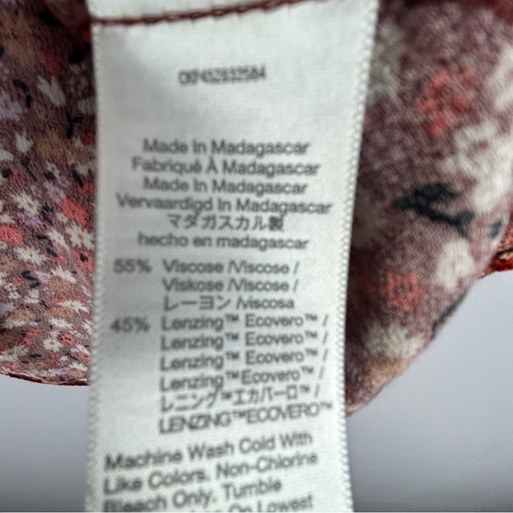 Madewell Rhyme In Spring Ditsy Floral Short Sleeve Blouse Medium Rust - Picture 13 of 15